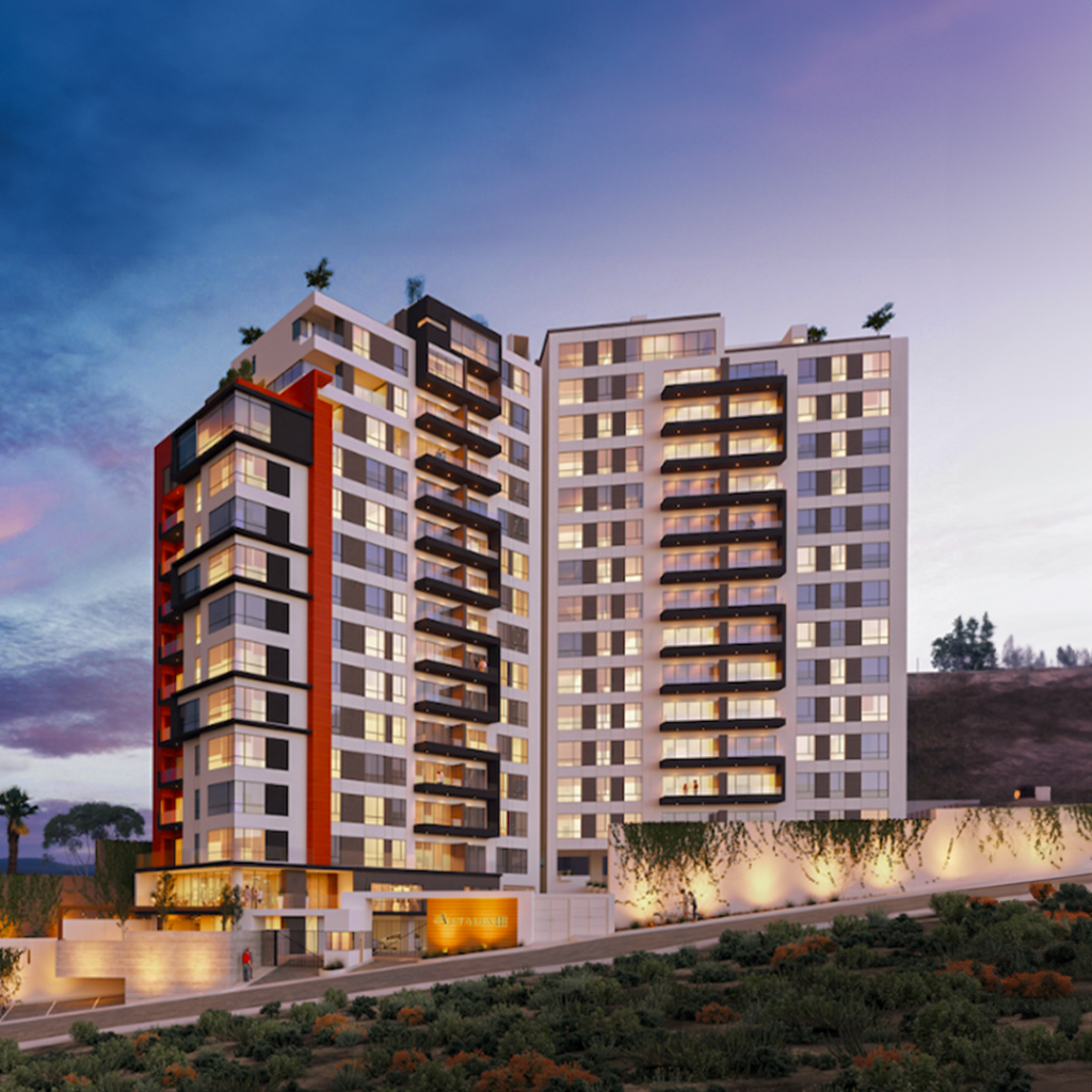 KYO Altalia III: Torre residencial de 64 departamentos distribuidos en 18 niveles, construida bajo un contrato llave en mano.